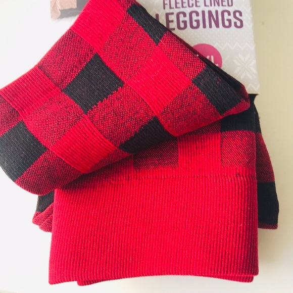 🍂DELETE ON 11/20🍂Red Black Buffalo Fleece Lined Legging - Picture 5 of 7